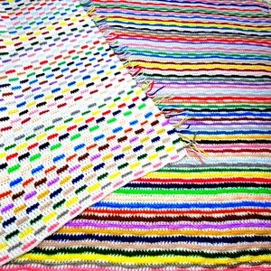 Large Vintage Crochet Blanket Double Sided Handmade Bedspread Afghan Colorful